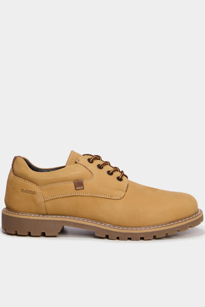 Derbies en cuir &agrave; lacets jaune homme