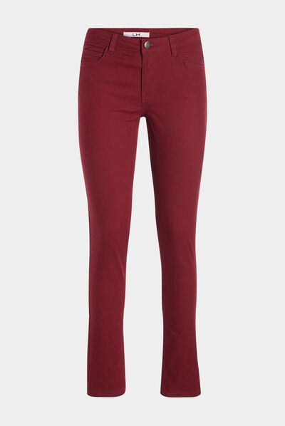 Pantalon slim taille normale bordeaux femme