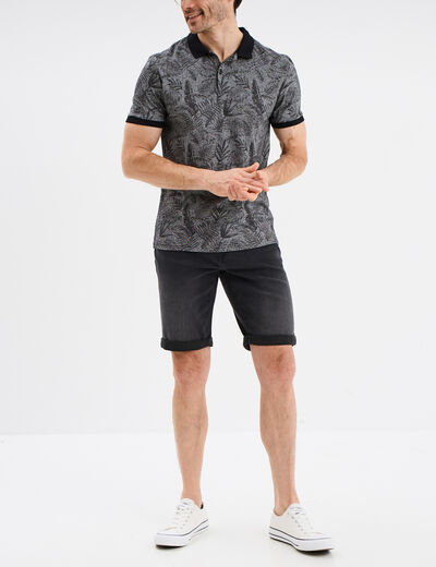 Polo droit manches courtes coton Creeks noir homme