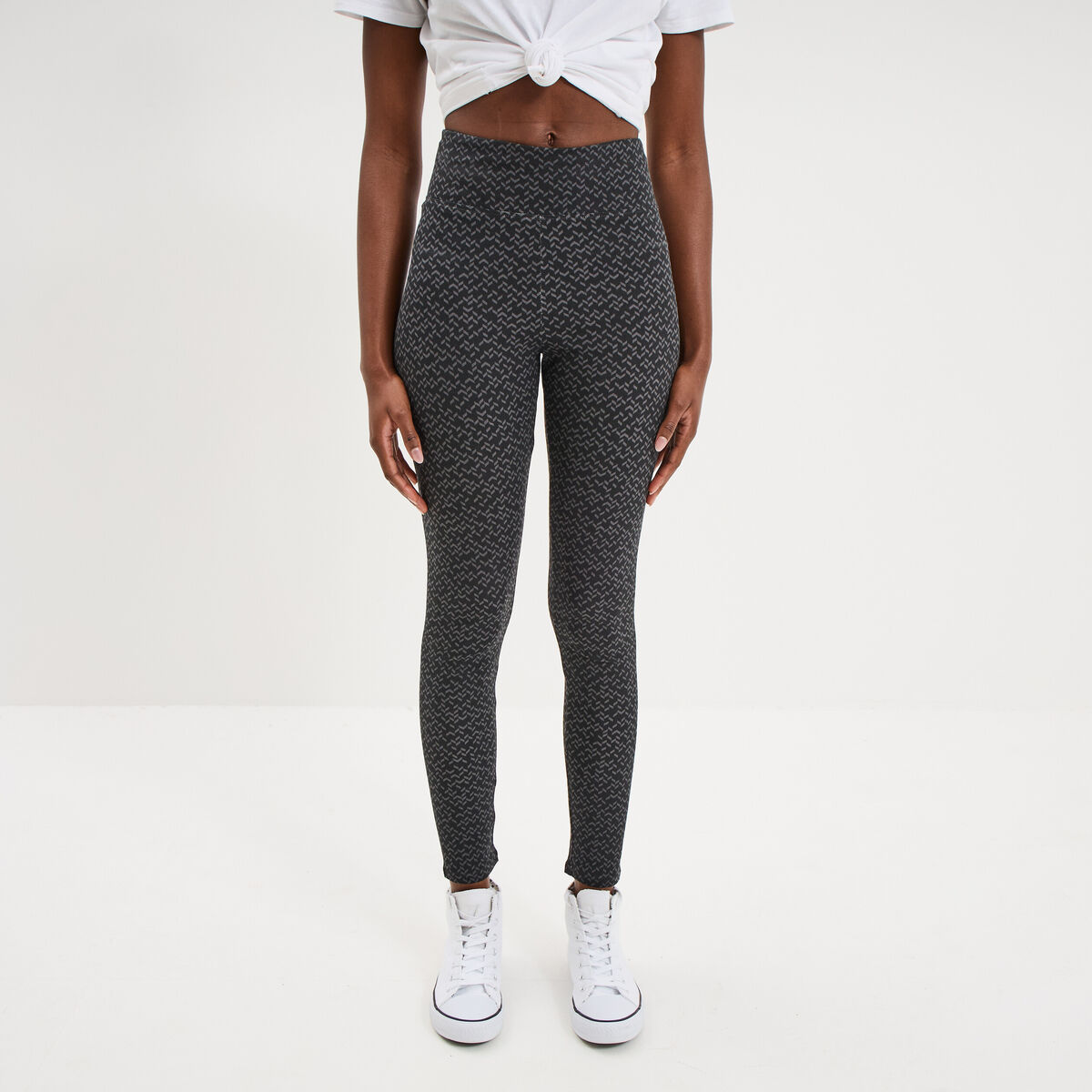 Legging taille haute coton noir femme