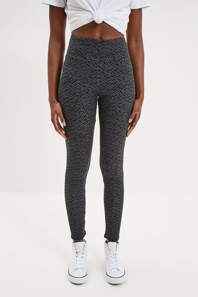Legging taille haute coton noir femme
