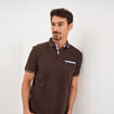 Polo manches courtes 1 poche coton marron foncé homme