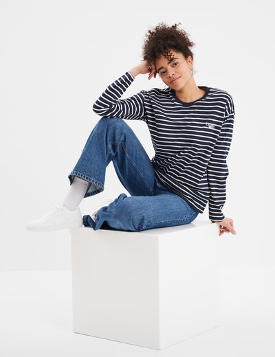T-shirt manches longues Creeks bleu marine femme