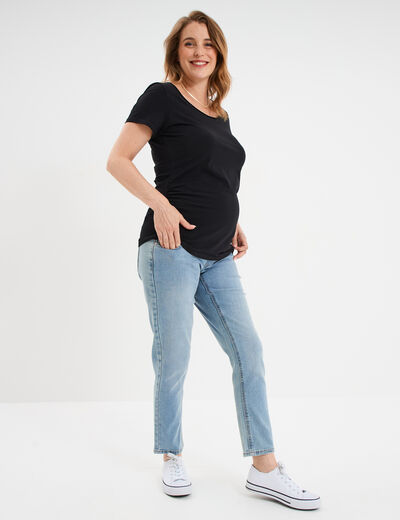 T-shirt grossesse manches courtes coton noir femme maternité