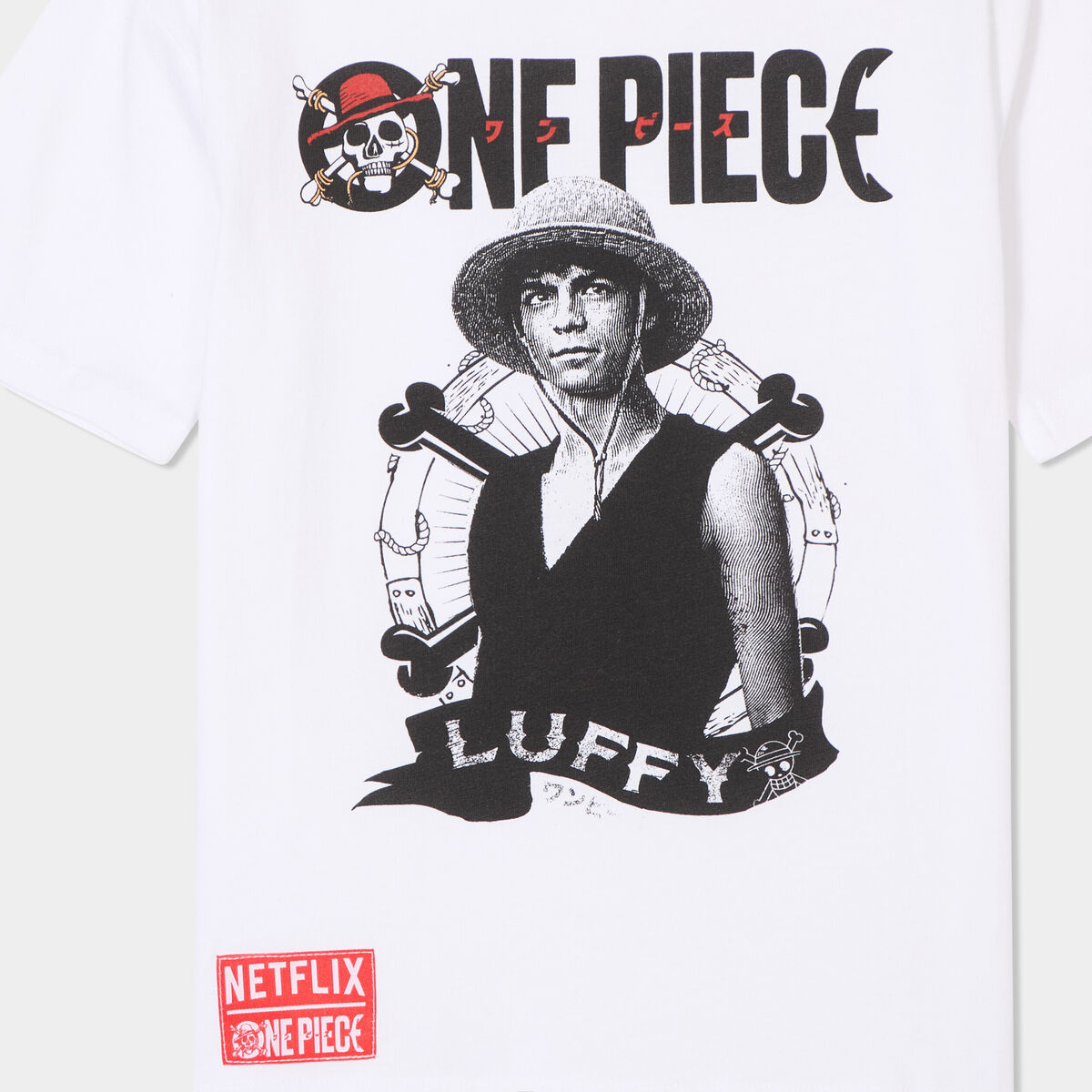 T-shirt coton One Piece Netflix blanc garçon