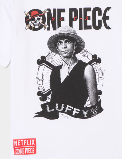 T-shirt coton One Piece Netflix blanc garçon