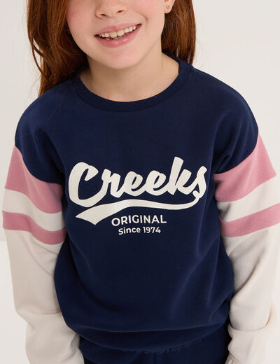 Ensemble jogging sweat et pantalon coton bleu marine fille