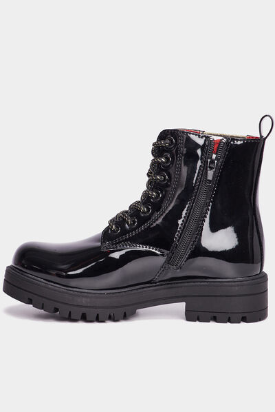 Bottines crantées vernies noir fille