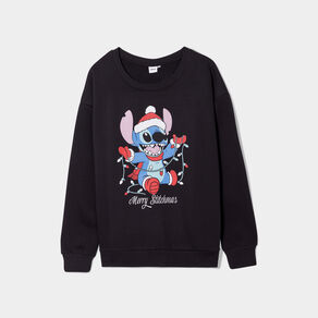 Sweat de Noël col rond Stitch noir femme grande taille