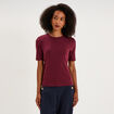 T-shirt col rond manches courtes ajust&eacute; bordeaux femme
