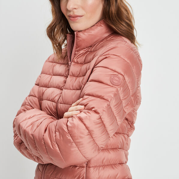 doudoune legere droite courte rose poudree femme Doudoune légère droite courte rose poudrée femme