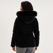 Doudoune courte capuche fausse fourrure noir femme