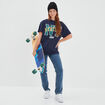 T-shirt manches courtes coton bleu marine femme
