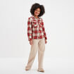 Chemise manches retroussables poches rouge femme