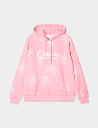 Sweat à capuche hoodie 1 poche Creeks rose femme