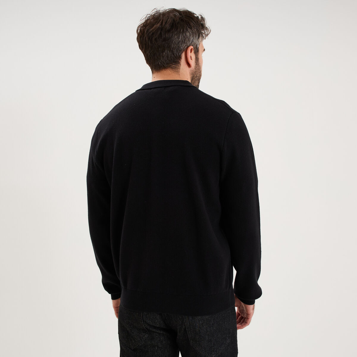 Gilet zipp&eacute; en maille manches longues noir homme
