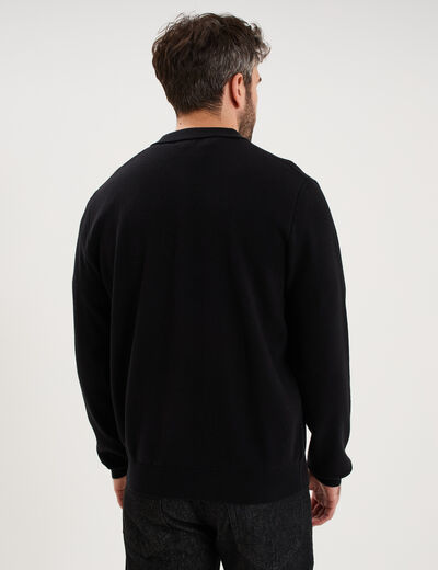 Gilet zipp&eacute; en maille manches longues noir homme