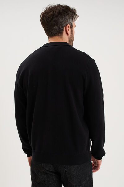 Gilet zipp&eacute; en maille manches longues noir homme