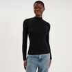 Pull ajust&eacute; c&ocirc;tel&eacute; col montant noir femme
