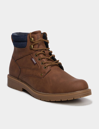 Bottines montantes &agrave; lacets marron clair homme
