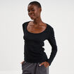 T-shirt coton stretch manches longues noir femme