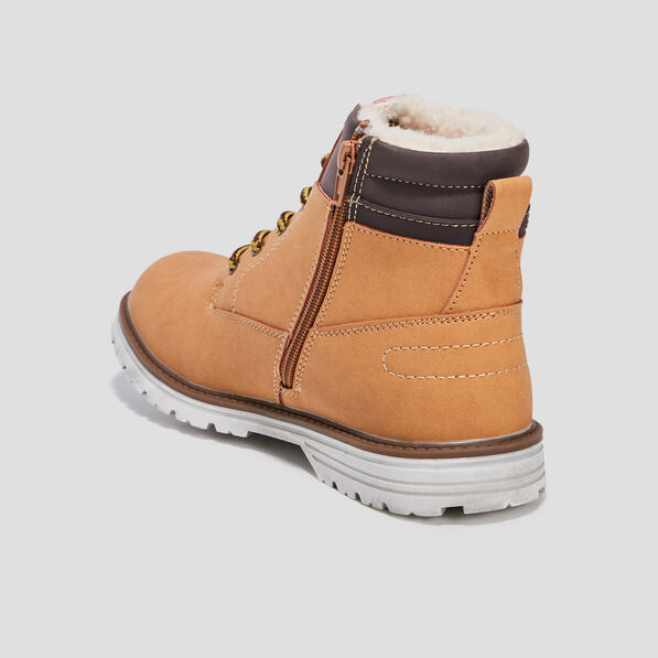 Bottines fourrées crantées camel garçon