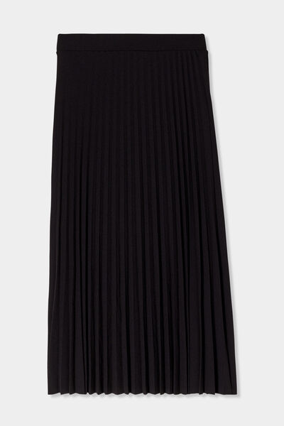 Jupe longue pliss&eacute;e patineuse noir femme