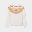 Pull jacquard col rond Creeks blanc femme