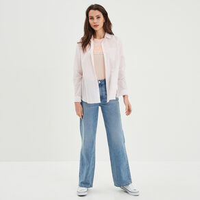 T-shirt oversize col rond coton Creeks orange corail femme