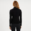 Pull col roul&eacute; avec boutons poignets noir femme
