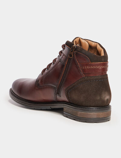 Boots zippées en cuir marron homme