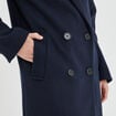 Manteau long boutonnage croisé bleu marine femme