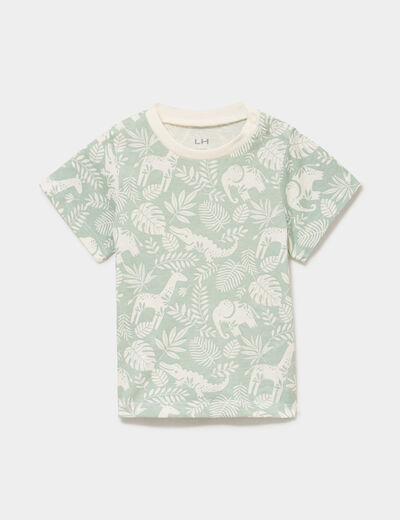 T-shirt manches courtes coton vert pastel b&eacute;b&eacute; gar&ccedil;on