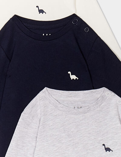 Lot 3 t-shirts manches longues coton blanc bébé garçon