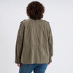 Veste mi-longue ajust&eacute;e coton vert kaki femme grande taille