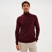 Pull col roul&eacute; manches longues violet fonc&eacute; homme