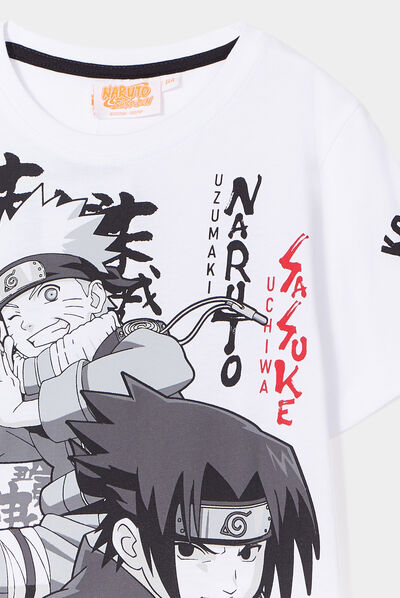 T-shirt manches courtes coton Naruto blanc garçon
