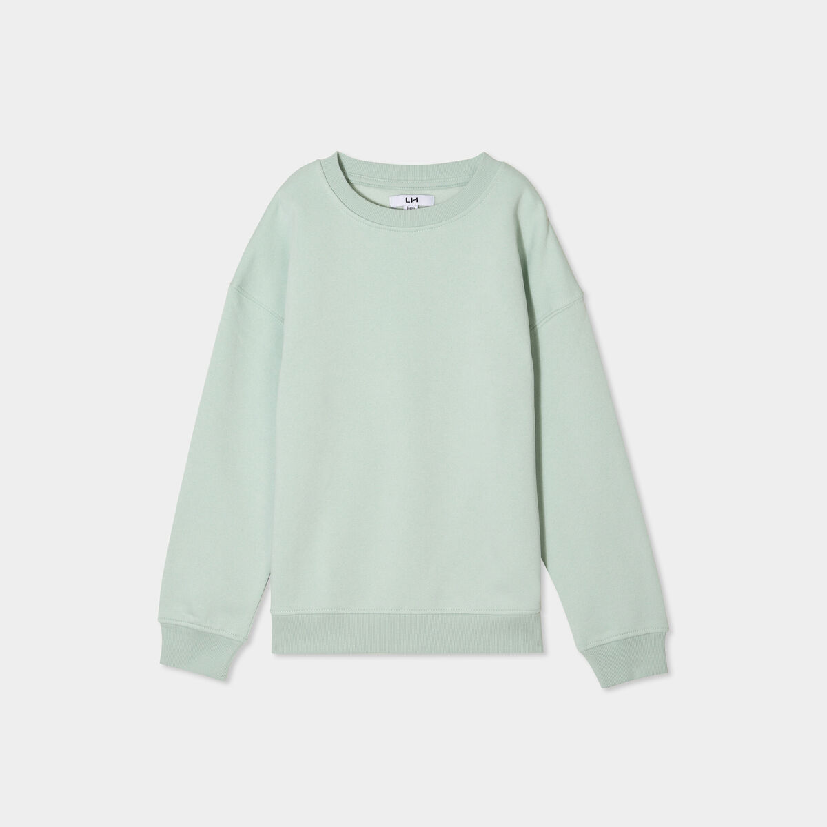 Sweat oversize manches longues col rond vert pastel garçon