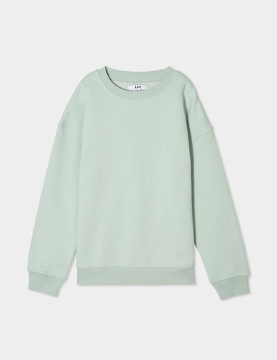 Sweat oversize manches longues col rond vert pastel garçon