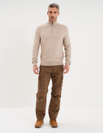 Pantalon cargo 2-en-1 modulable bermuda marron fonc&eacute; homme