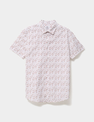 Chemise manches courtes coton ecru homme