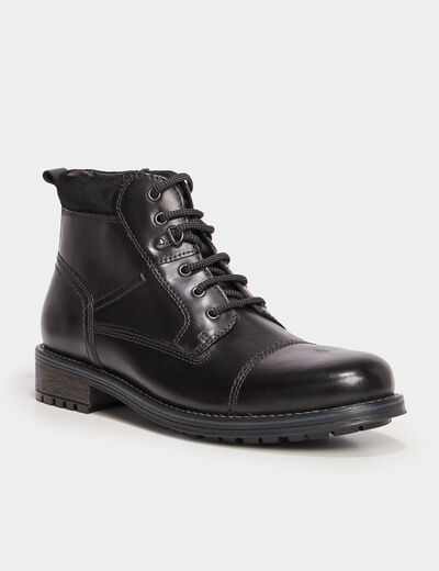 Bottines en cuir noir homme