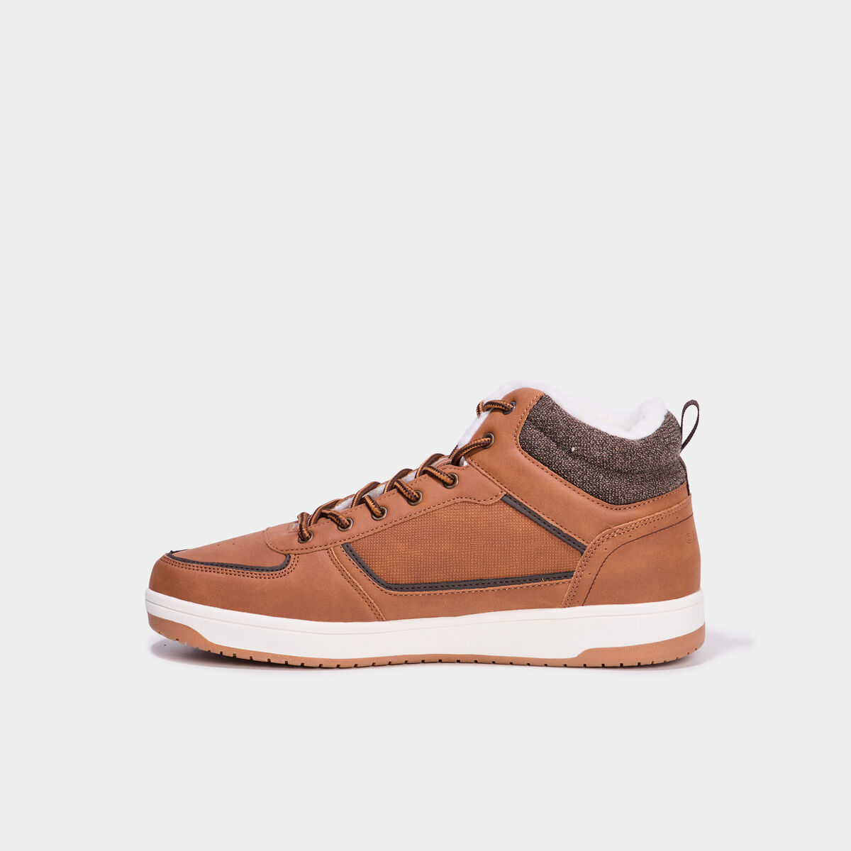 Baskets montantes fourr&eacute;es marron homme