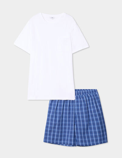 Ensemble pyjama short et t-shirt coton blanc homme