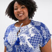 Blouse fluide col à cordons bleu femme grande taille