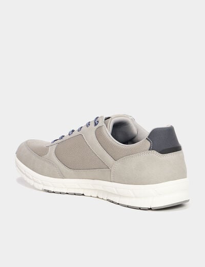 Baskets running à lacets gris homme