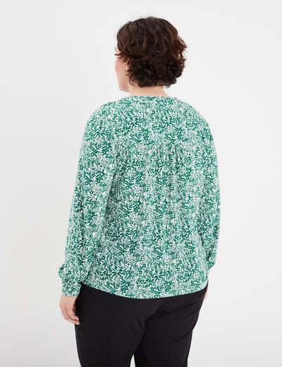 T-shirt col à cordons manches longues blanc femme grande taille