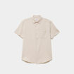 Chemise manches courtes lin m&eacute;lang&eacute; gris clair homme
