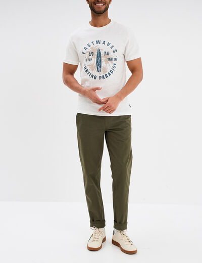 T-shirt col rond manches courtes coton blanc homme