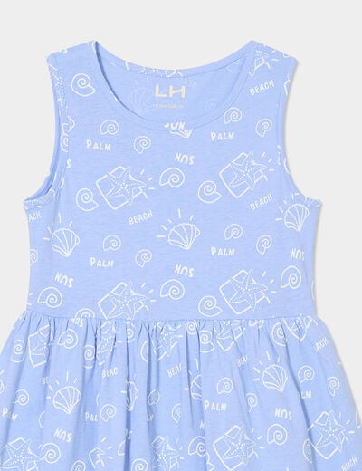Robe patineuse sans manches coton bleu pastel fille